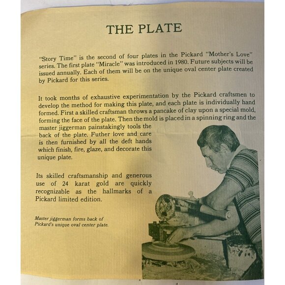 First Edition Collector Plate Story Time Irene Spencer Pickard China 22K Gold - Picture 5 of 9